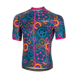 RH+ Power Fietsshirt Korte Mouwen Blauw/Roze/Oranje Unisex