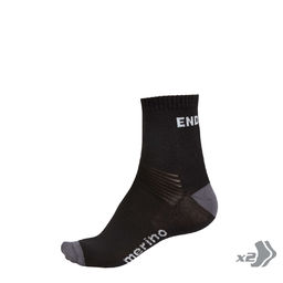 Endura BaaBaa Merino Fietssokken Zwart/Grijs 2-Pack