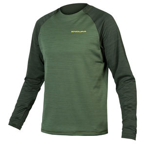 Endura SingleTrack Fleece MTB Fietsshirt Lange Mouwen Groen Heren