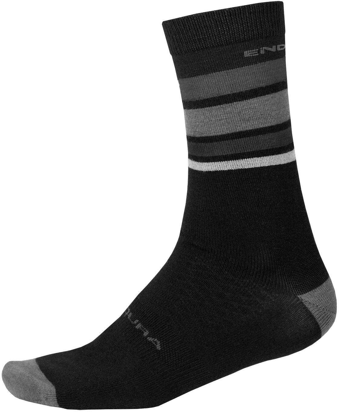 Endura BaaBaa Merino Stripe Fietssokken Zwart/Grijs