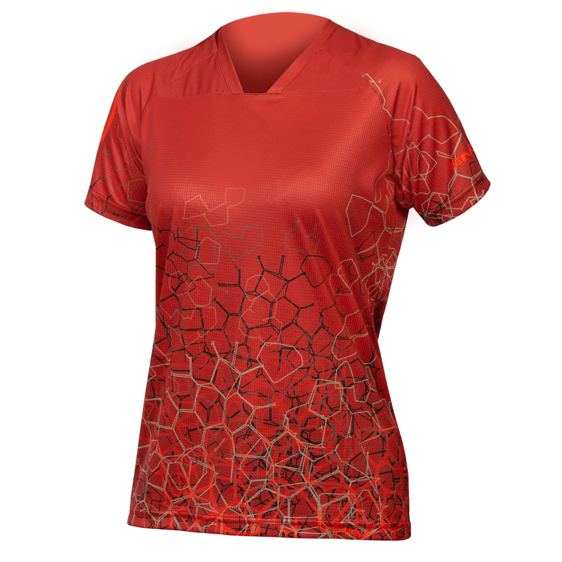 Endura SingleTrack Print MTB Fietsshirt Korte Mouwen Rood Dames