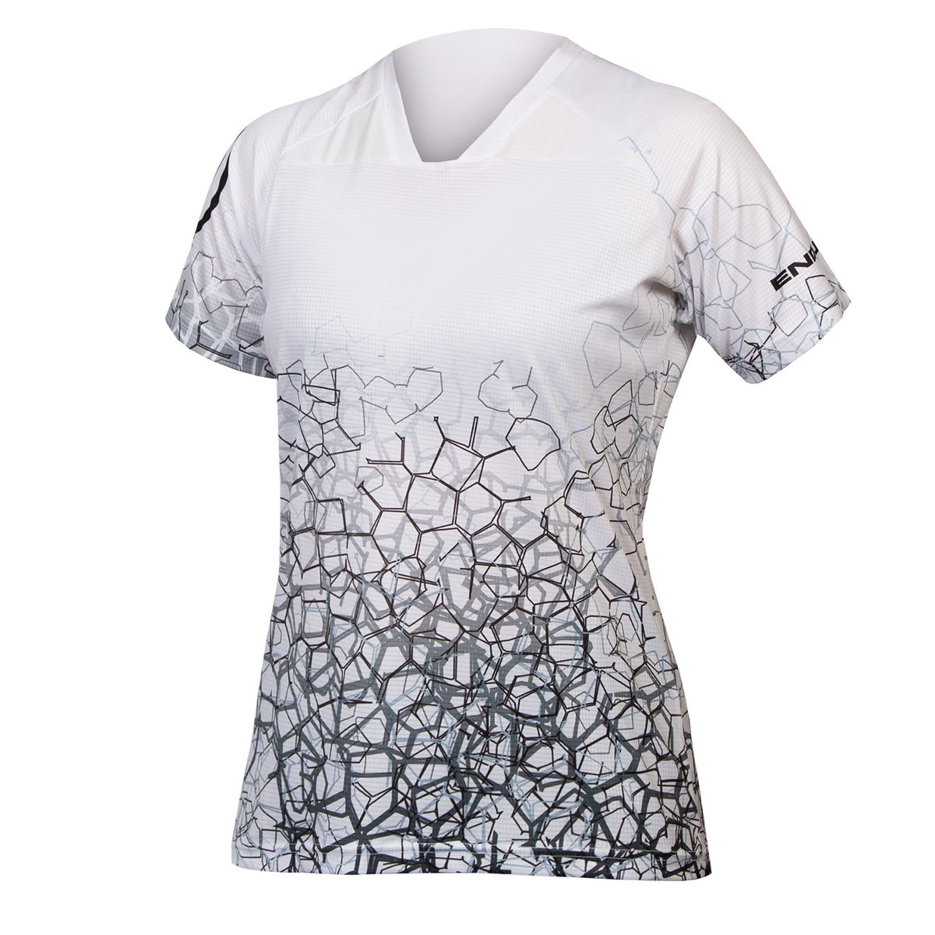 Endura SingleTrack Print MTB Fietsshirt Korte Mouwen Wit/Zwart Dames