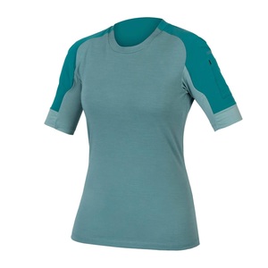Endura GV500 Gravel Fietsshirt Korte Mouwen Blauw/Groen Dames
