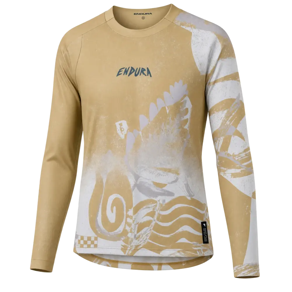 ENDURA Singletrack Print MTB Fietsshirt Lange Mouwen Bruin/Wit Heren