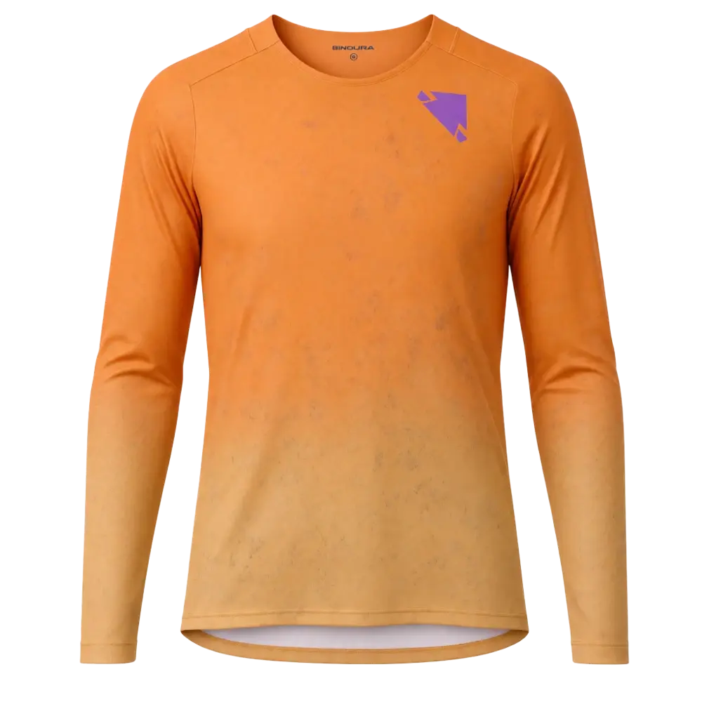 ENDURA Singletrack Print MTB Fietsshirt Lange Mouwen Oranje Heren