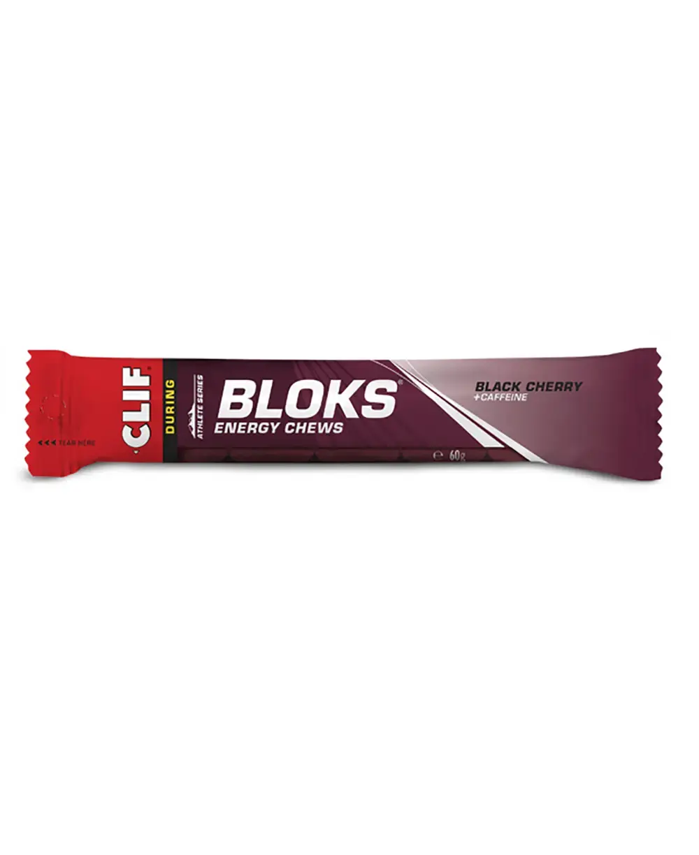 Clif Blok Energy Chew Black Cherry (Caffeïne) Gel Blocks (18 stuks)