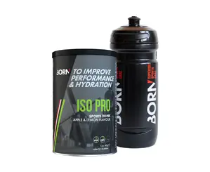 BORN Iso Pro Sportdrank Appel 400 gram + Bidon Zwart
