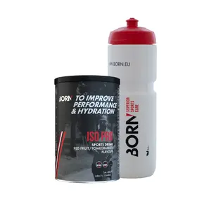 BORN Iso Pro Sportdrank Rood Fruit/Pomegranate 400 gram  + 750ml Bidon Wit