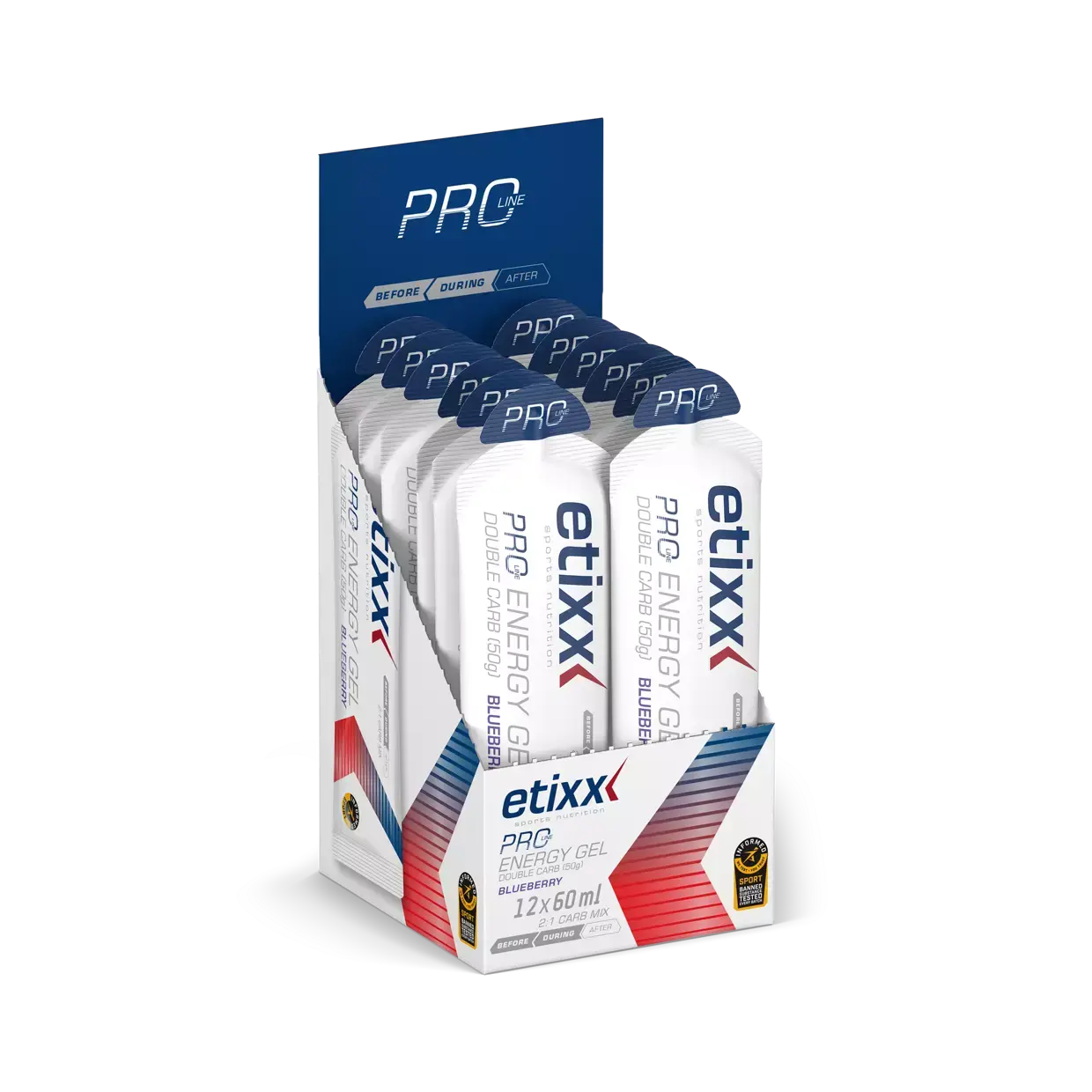 Etixx Double Carb Energy Gel Pro Line Blueberry 12 stuks