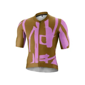 Gonso Road Print Fietsshirt Korte Mouwen Bruin/Paars Heren