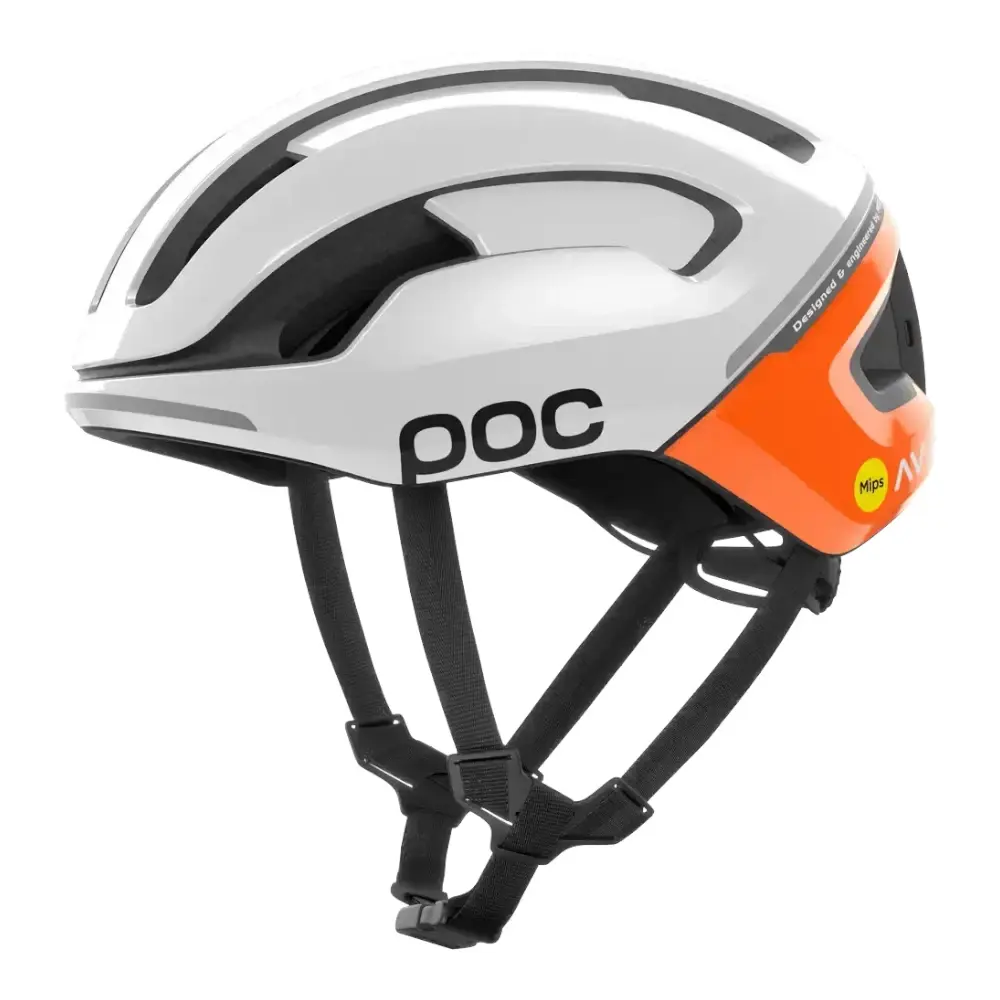 POC Omne Beacon MIPS Race Fietshelm Glanzend Wit/Mat Fluo Oranje