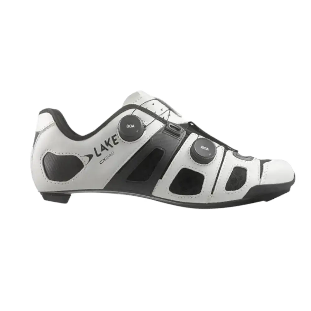 LAKE CX242 Wide Wielrenschoenen Wit/Zwart Heren