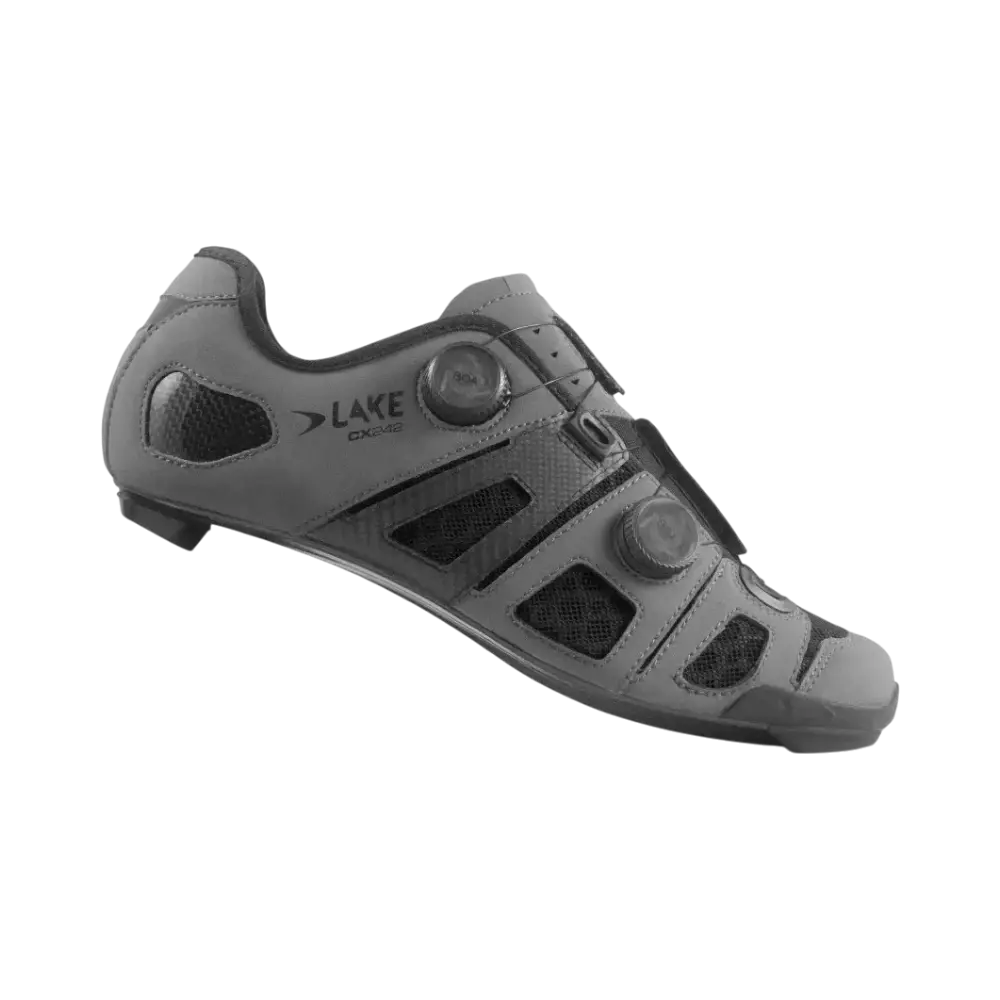 LAKE CX242 Wide Wielrenschoenen Mat Grijs/Zwart Heren