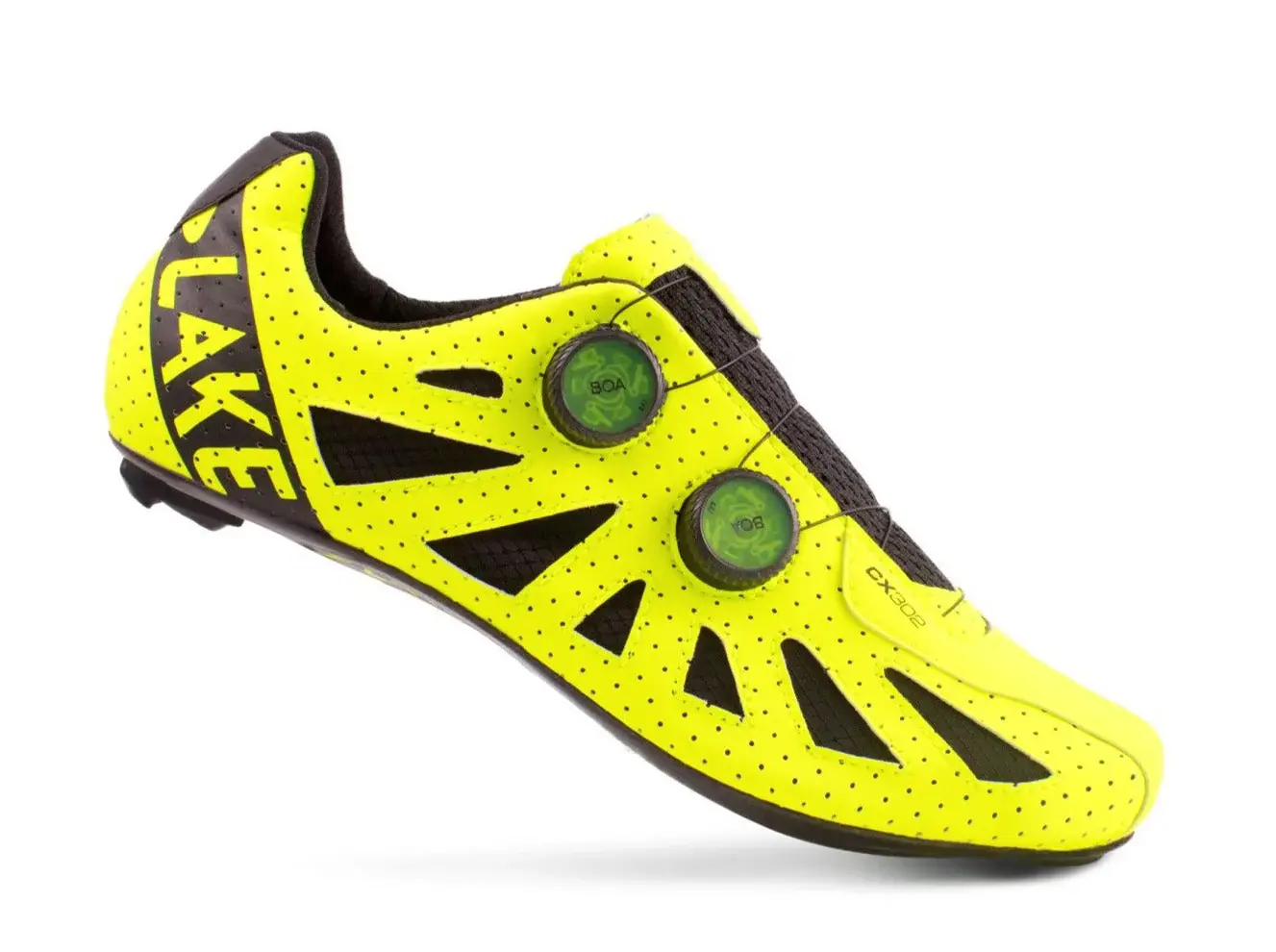 Lake CX302 Wide Wielrenschoenen HiViz Geel/Zwart Heren