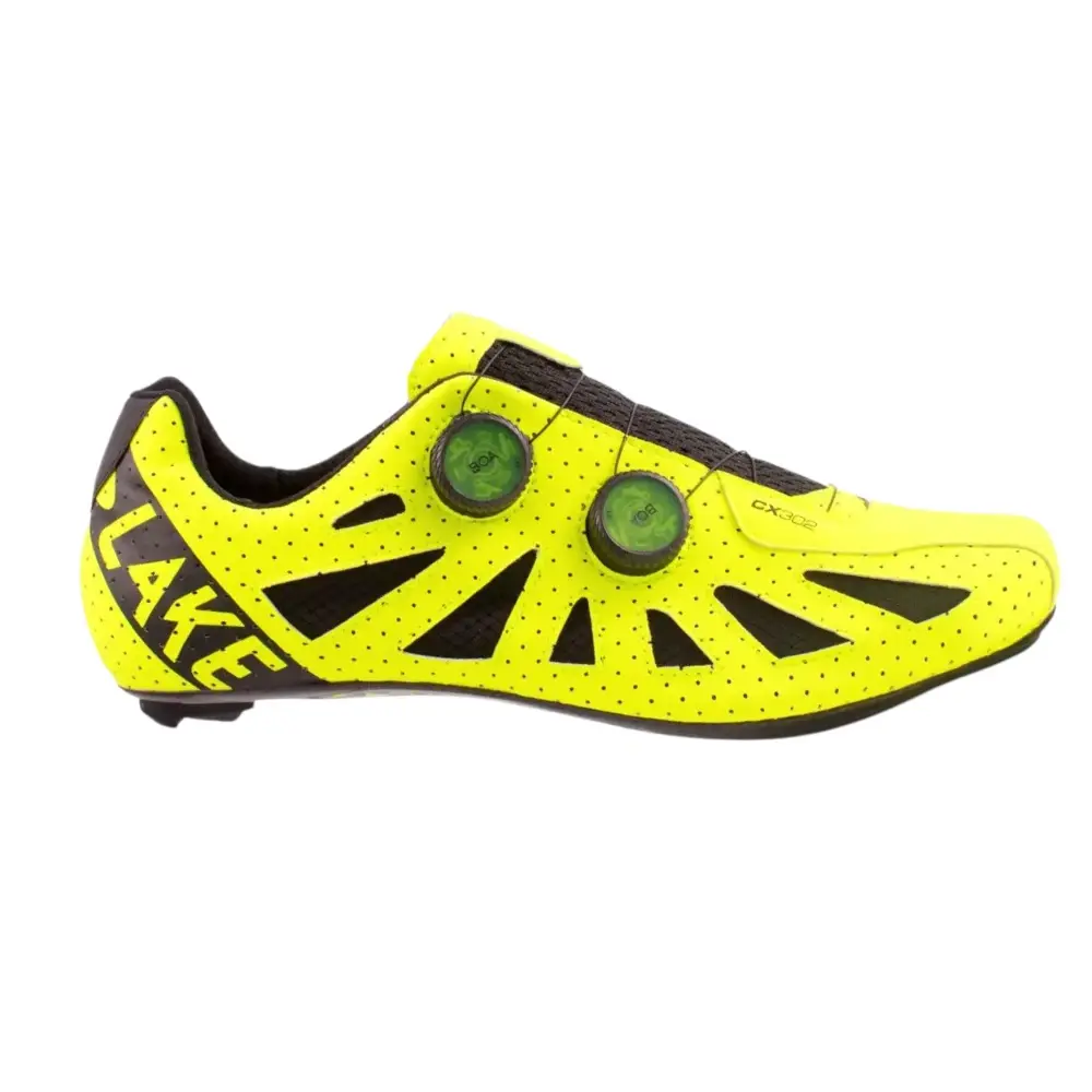LAKE CX302 Wide Wielrenschoenen HiViz Geel/Zwart Heren