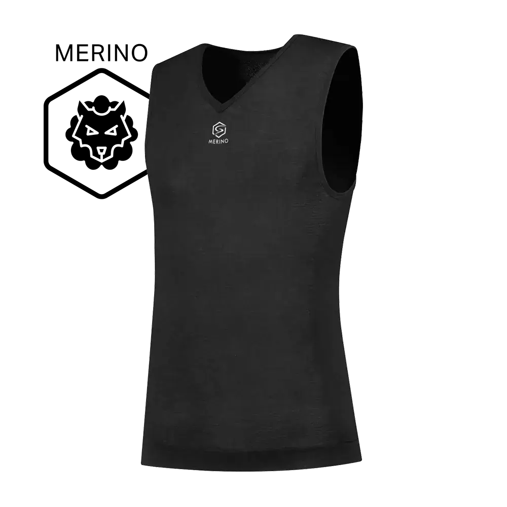 FUTURUM 4 SEASONS Merino Ondershirt Mouwloos Zwart