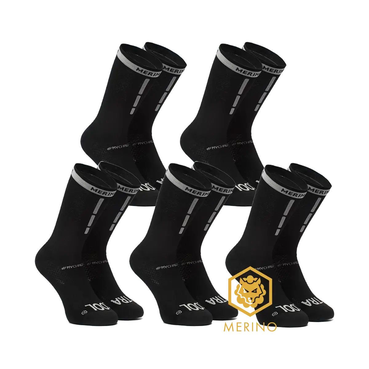FUTURUM XTRA COOL Merino Fietssokken 5-Pack Zwart/Wit