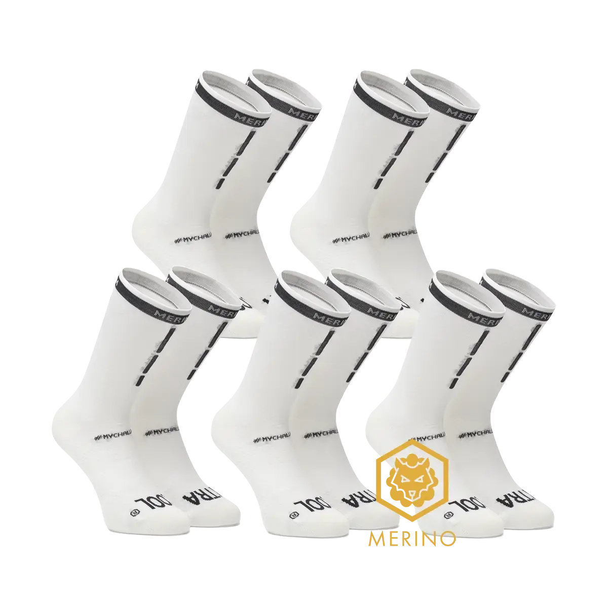 FUTURUM XTRA COOL Merino Fietssokken 5-Pack Wit/Zwart