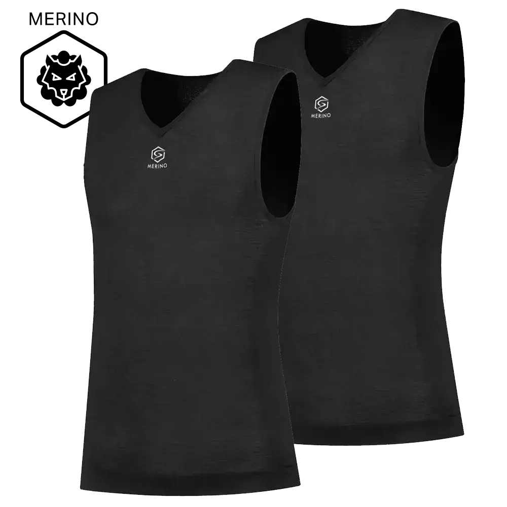FUTURUM 4 SEASONS Merino Ondershirt Mouwloos Zwart 2-Pack
