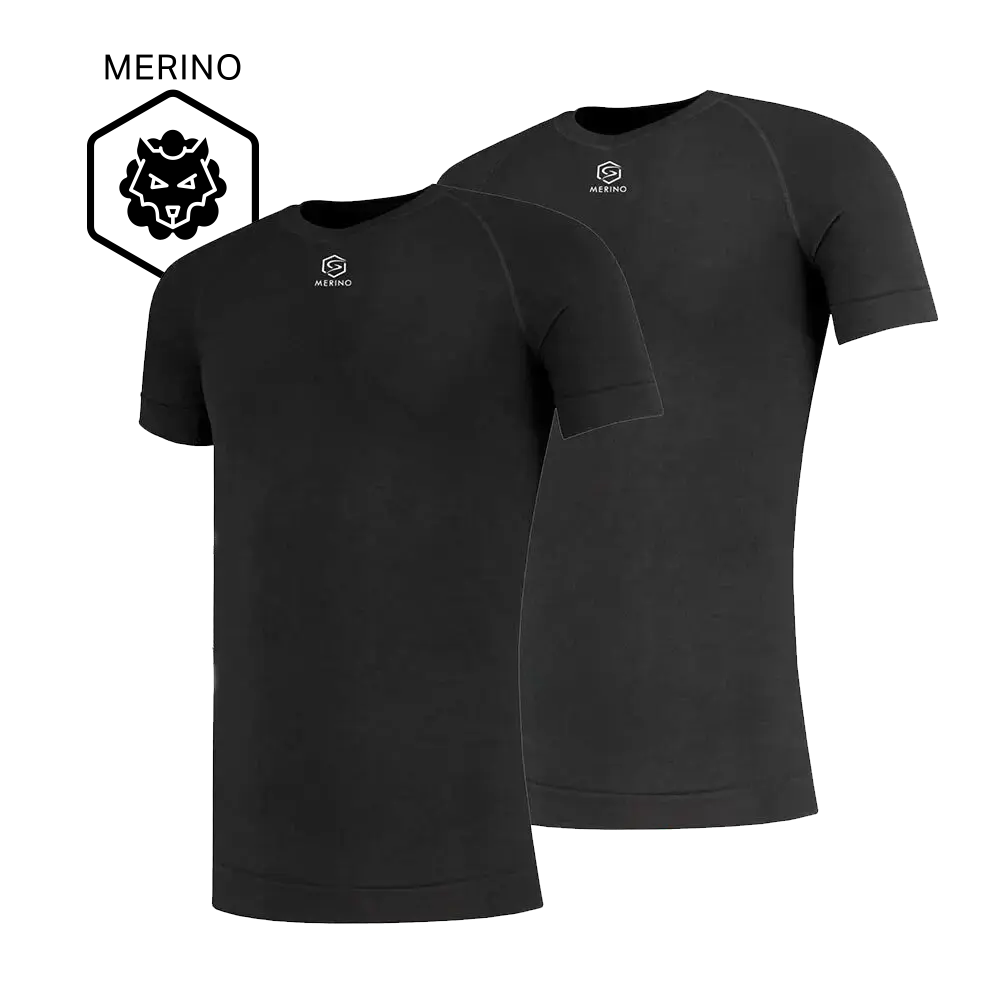FUTURUM 4 SEASONS Merino Ondershirt Korte Mouwen Zwart 2-Pack