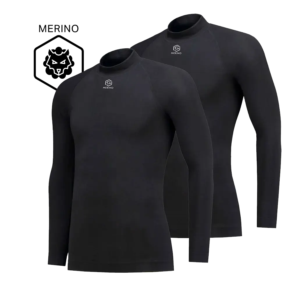 FUTURUM 4 SEASONS Extra Warm Merino Thermoshirt Lange Mouwen Zwart 2-Pack