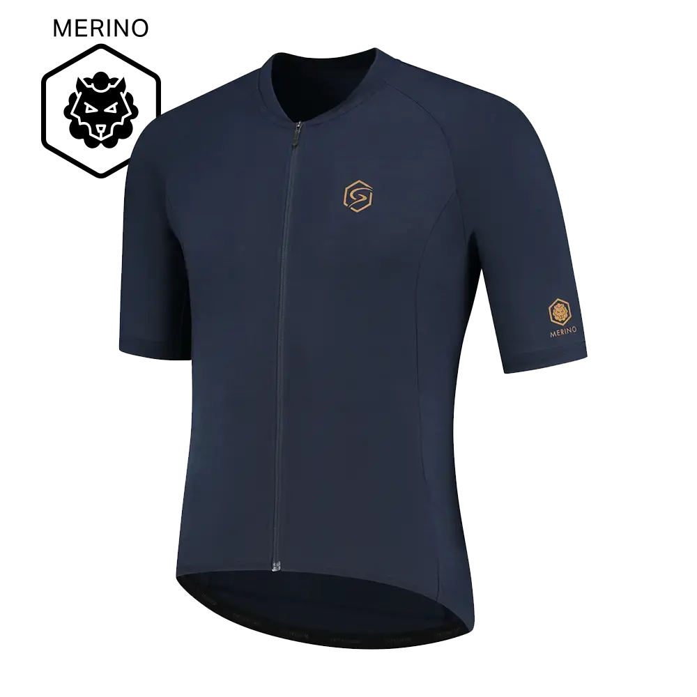 FUTURUM JONA Merino Fietsshirt Korte Mouwen Donkerblauw Heren