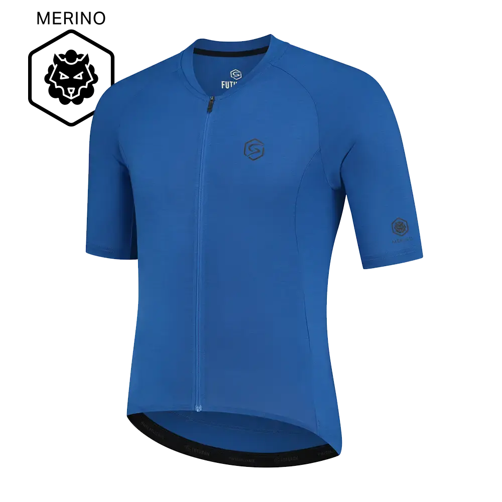 FUTURUM JONA Merino Fietsshirt Korte Mouwen Blauw Heren