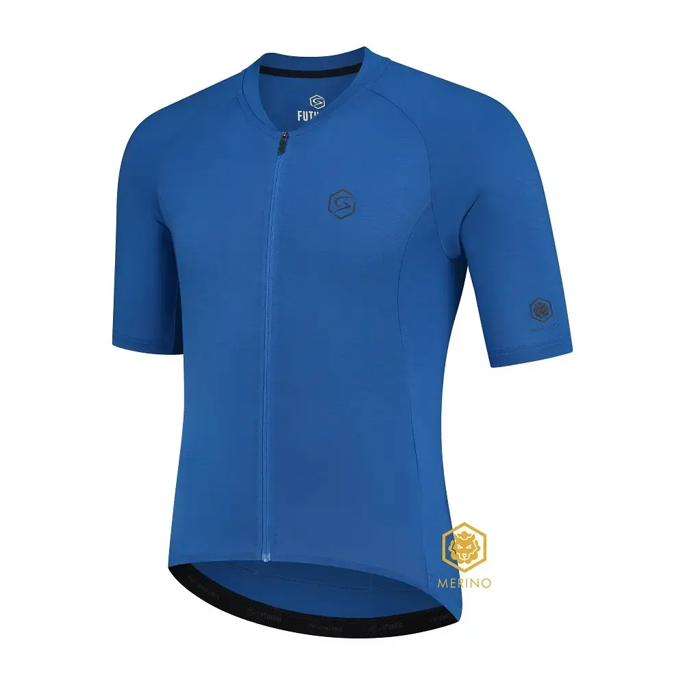 FUTURUM JONA Merino Fietsshirt Korte Mouwen Blauw Heren