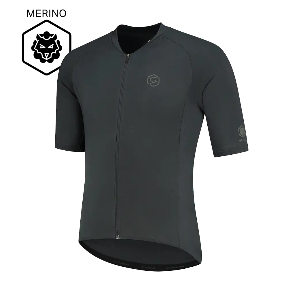FUTURUM JONA Merino Fietsshirt Korte Mouwen Donkergrijs Heren