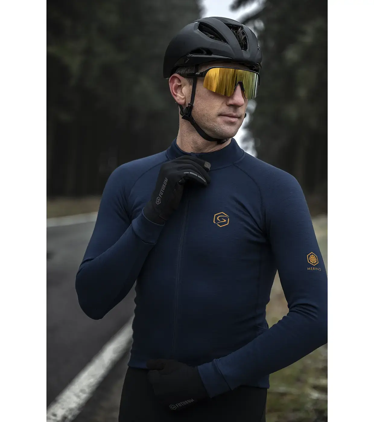 FUTURUM JONA Merino Fietsshirt Lange Mouwen Donkerblauw Heren