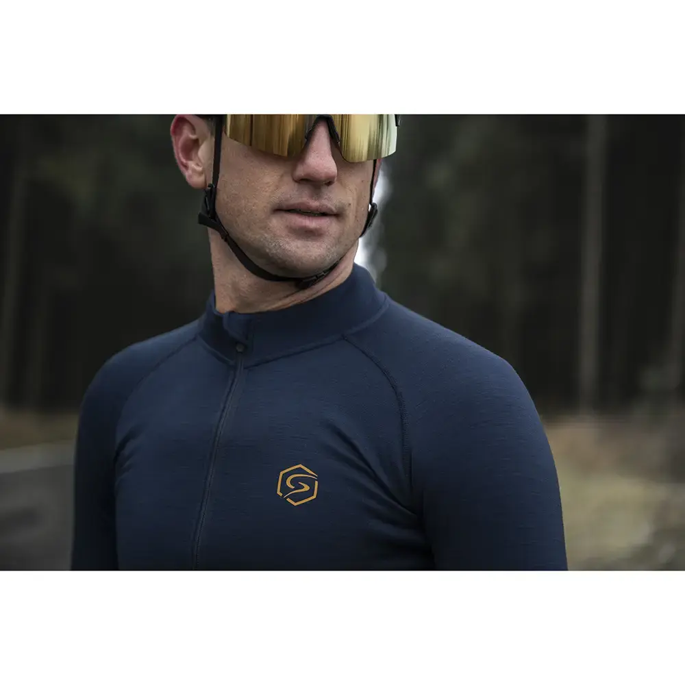 FUTURUM JONA Merino Fietsshirt Lange Mouwen Donkerblauw Heren