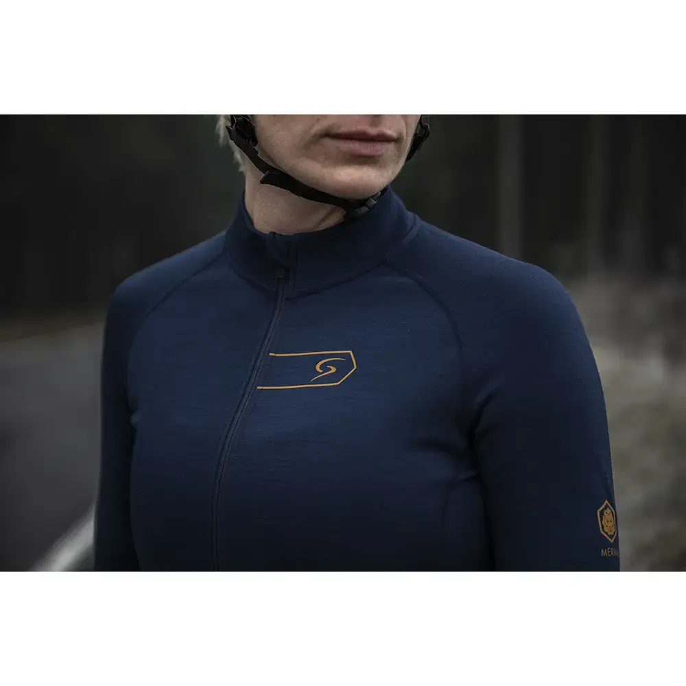 FUTURUM ROSA Merino Fietsshirt Lange Mouwen Donkerblauw Dames