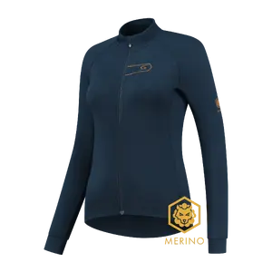 FUTURUM ROSA Merino Fietsshirt Lange Mouwen Donkerblauw Dames