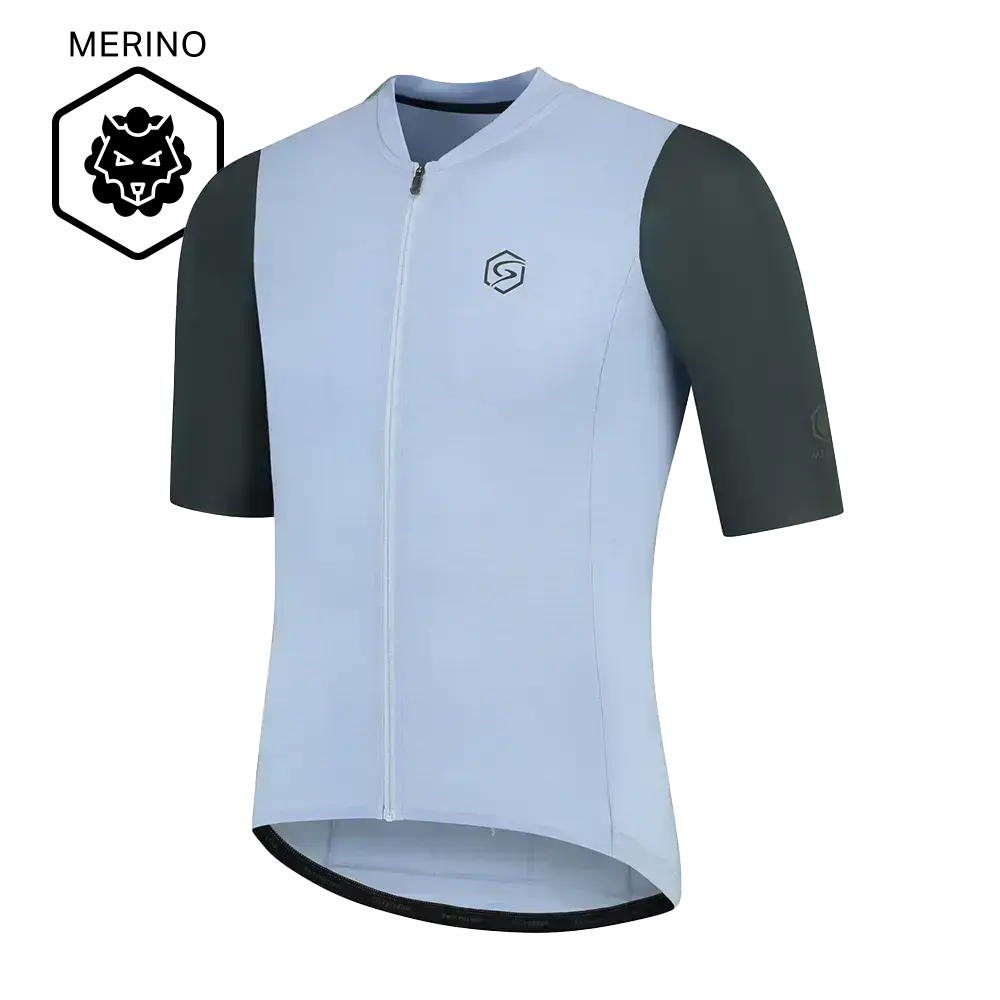 FUTURUM JORIS PRO Merino Fietsshirt Korte Mouwen Lichtblauw Heren