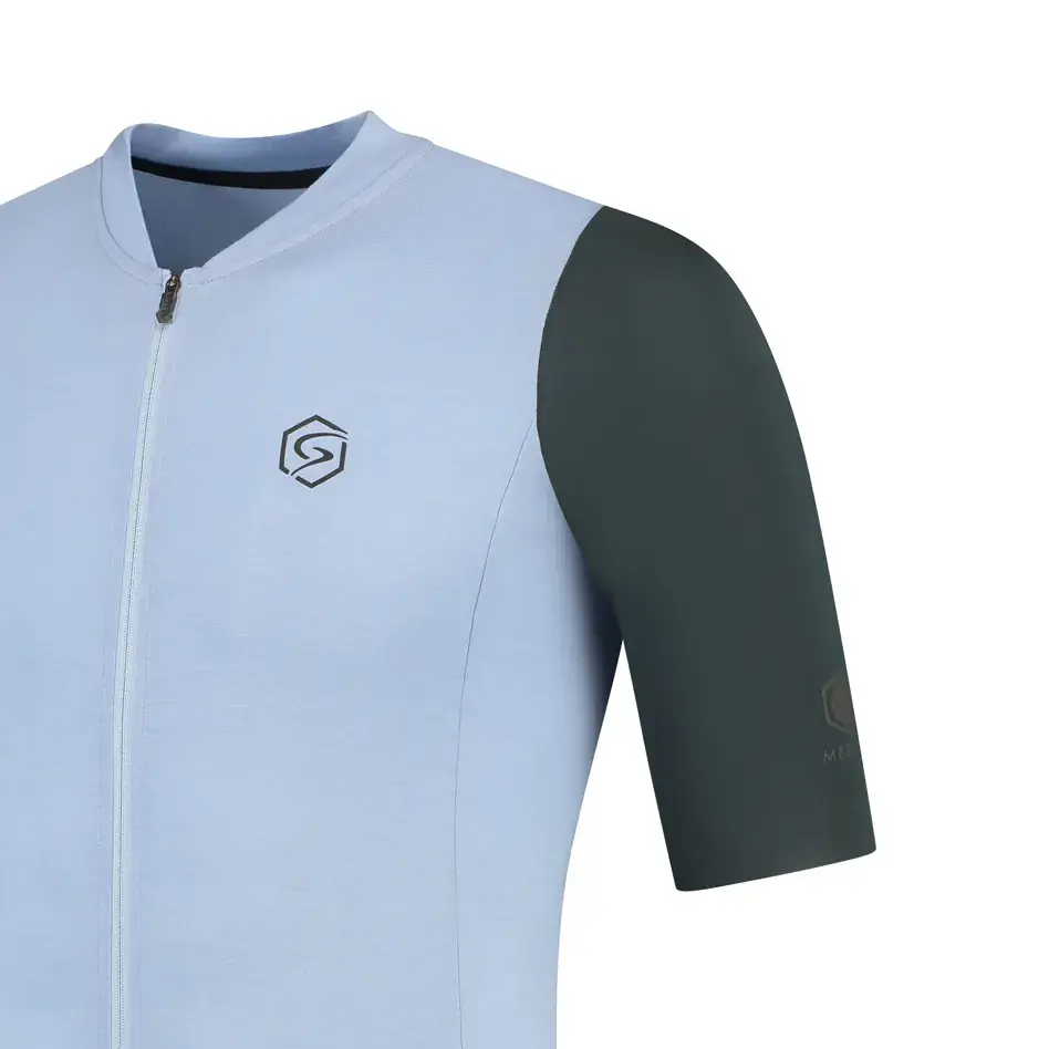 FUTURUM JORIS PRO Merino Fietsshirt Korte Mouwen Lichtblauw Heren