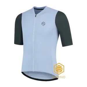 FUTURUM JORIS PRO Merino Fietsshirt Korte Mouwen Lichtblauw Heren