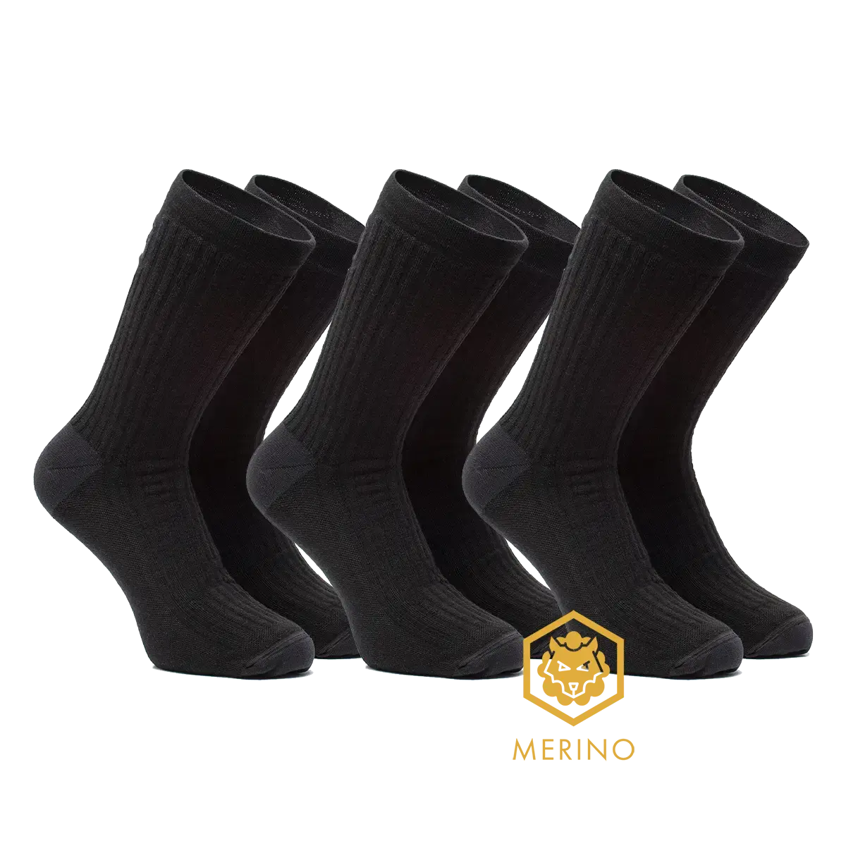 FUTURUM 4 SEASONS Merino 3-Pack Fietssokken Extra Warm Zwart