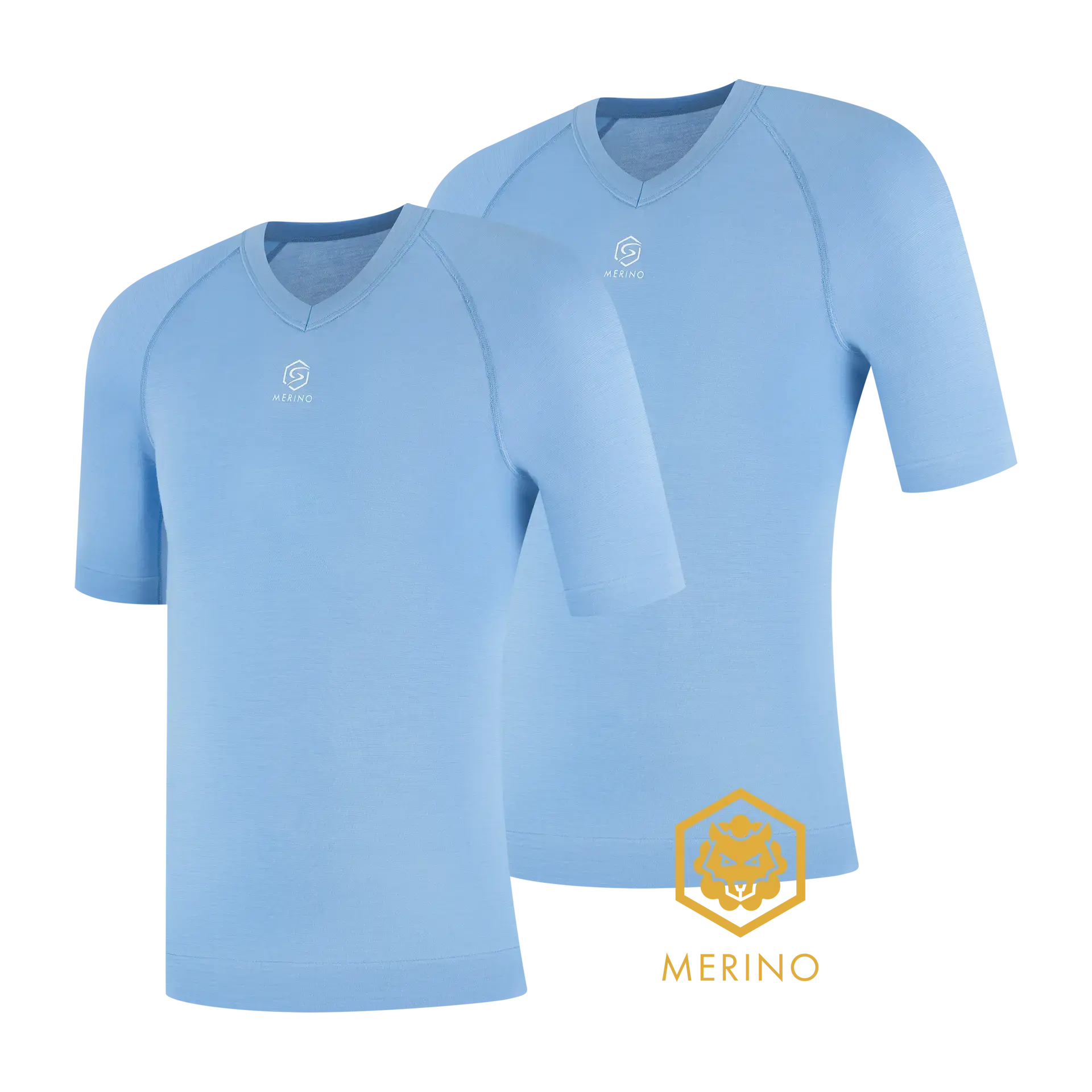 FUTURUM 4 SEASONS Merino Ondershirt Korte Mouwen Lichtblauw 2-Pack