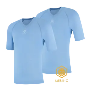 FUTURUM 4 SEASONS Merino Ondershirt Korte Mouwen Lichtblauw 2-Pack