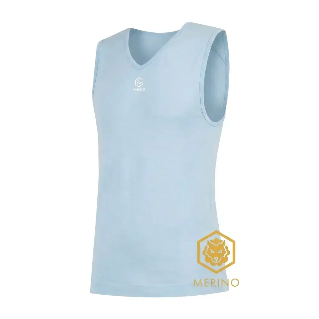 FUTURUM 4 SEASONS Merino Ondershirt Mouwloos Lichtblauw