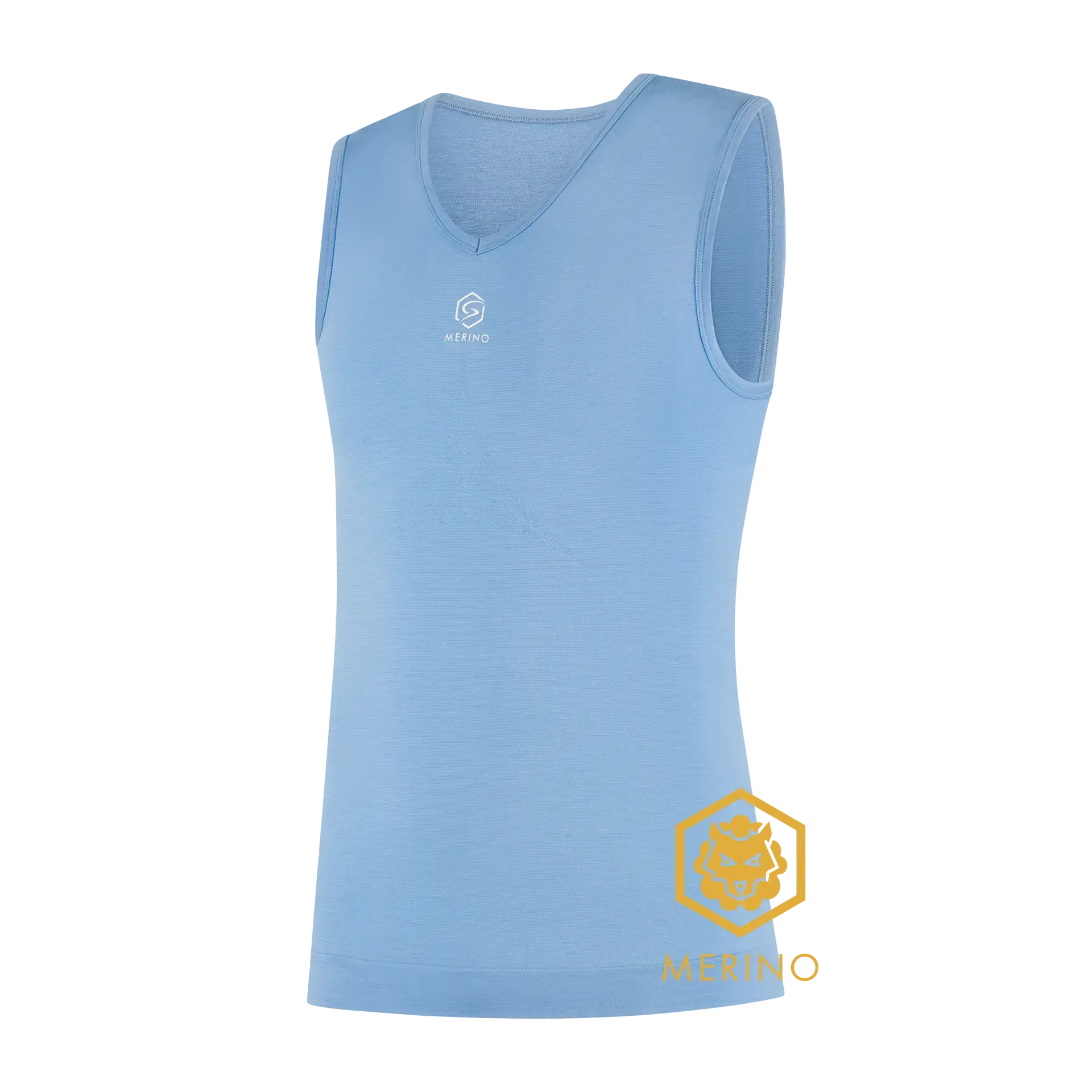 FUTURUM 4 SEASONS Merino Ondershirt Mouwloos Lichtblauw