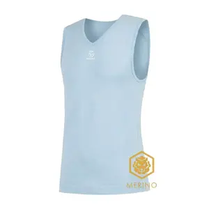 FUTURUM 4 SEASONS Merino Ondershirt Mouwloos Lichtblauw