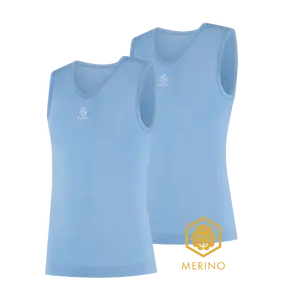 FUTURUM 4 SEASONS Merino Ondershirt Mouwloos Lichtblauw 2-Pack