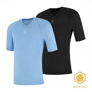 FUTURUM 4 SEASONS Merino Ondershirt Korte Mouwen Zwart&Lichtblauw 2-Pack