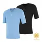FUTURUM 4 SEASONS Merino Ondershirt Korte Mouwen Zwart&Lichtblauw 2-Pack — afbeelding 1
