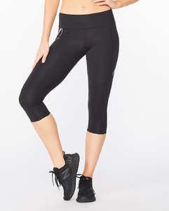2XU Aero Vent Mid-Rise Compression Hardloopbroek 3/4 Zwart/Zilver Dames