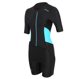 Zone3 Activate Trisuit Volledige Rits Korte Mouwen Zwart/Blauw Dames