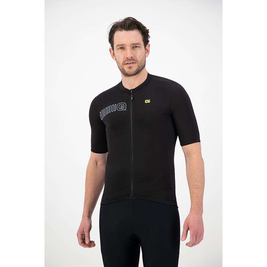 Ale Solid Color Block Fietsshirt Korte Mouwen Zwart Heren