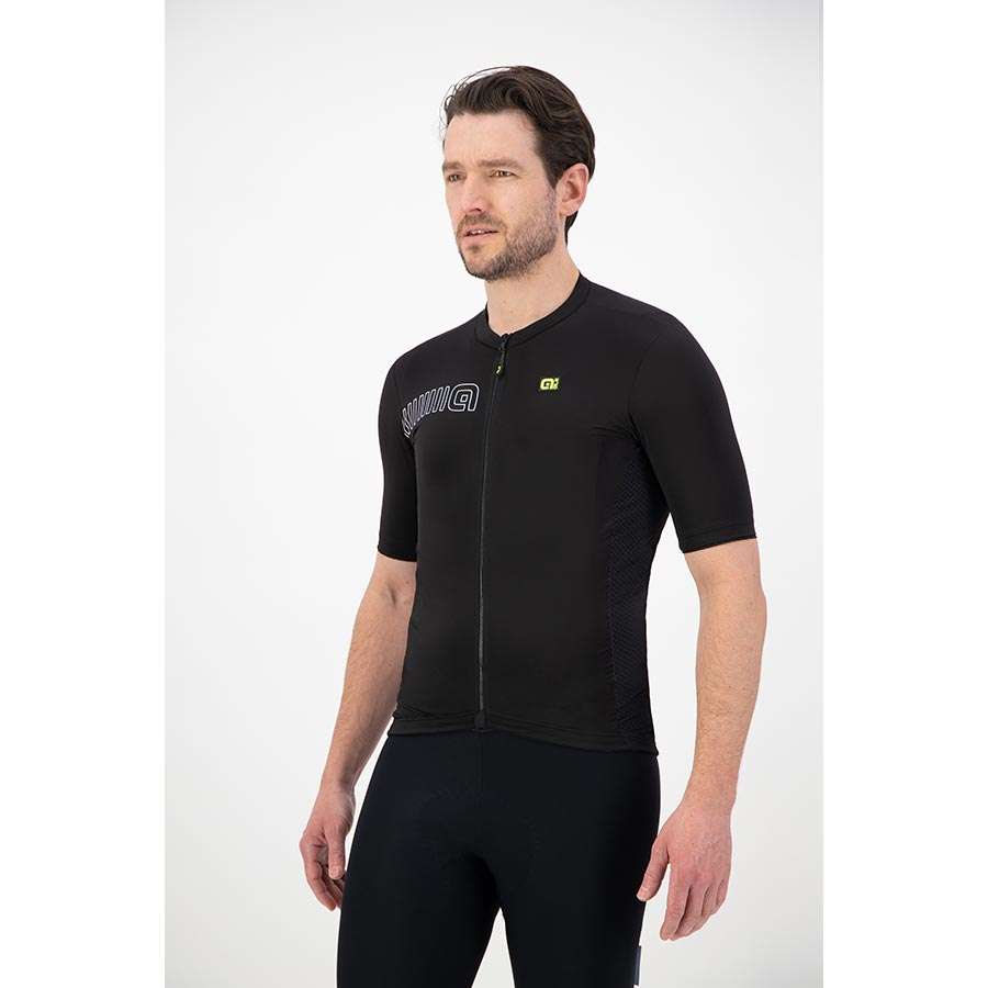 Ale Solid Color Block Fietsshirt Korte Mouwen Zwart Heren