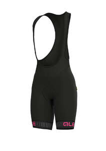 Ale Solid Traguardo Fietsbroek Kort Zwart/Fluo Roze Dames